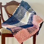 Braided Edged Floor Rug / Throw | Pink, Navy, White
