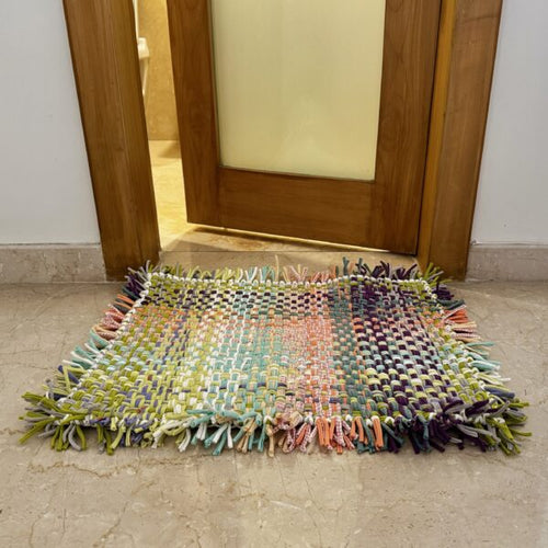 Bathroom Mat / Door Mat / Meditation Mat | Green, Sea Green, Purple, Peach, Off White