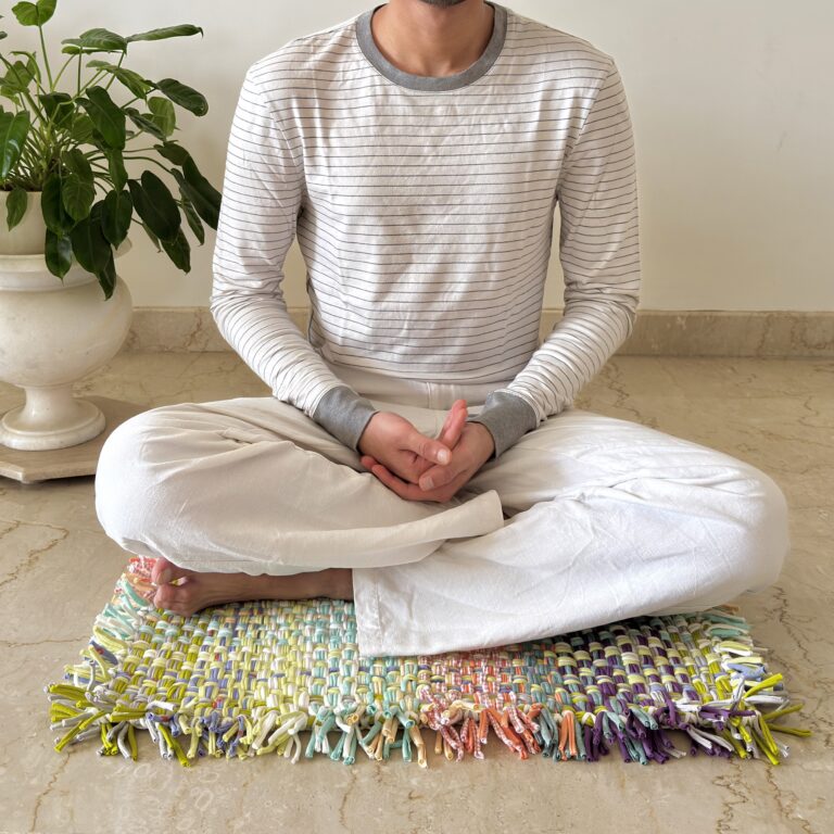 Image of Bathroom Mat / Door Mat / Meditation Mat | Green, Sea Green, Purple, Peach, Off White