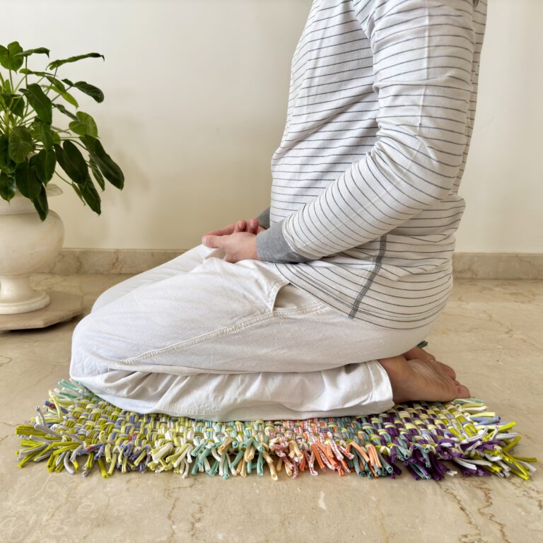 Image of Bathroom Mat / Door Mat / Meditation Mat | Green, Sea Green, Purple, Peach, Off White