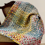 Braided Edged Floor Rug / Throw | Coral, Blue, Light Pink, Yellow, Beige, Light Grey