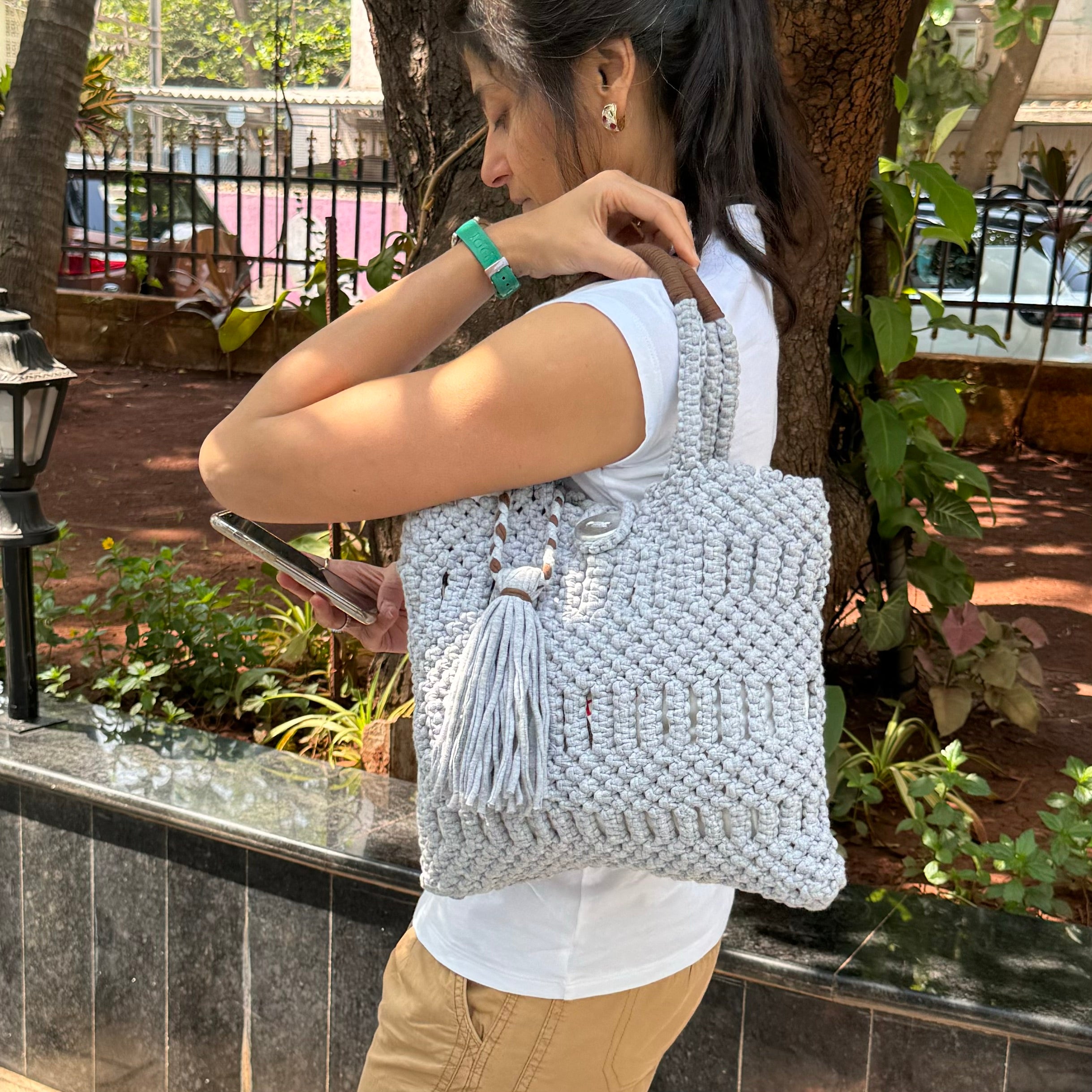 Image of Macrame Handbag Grey