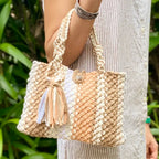 Macrame Mini Peach, Beige Brown, Grey Off White | Hand carry