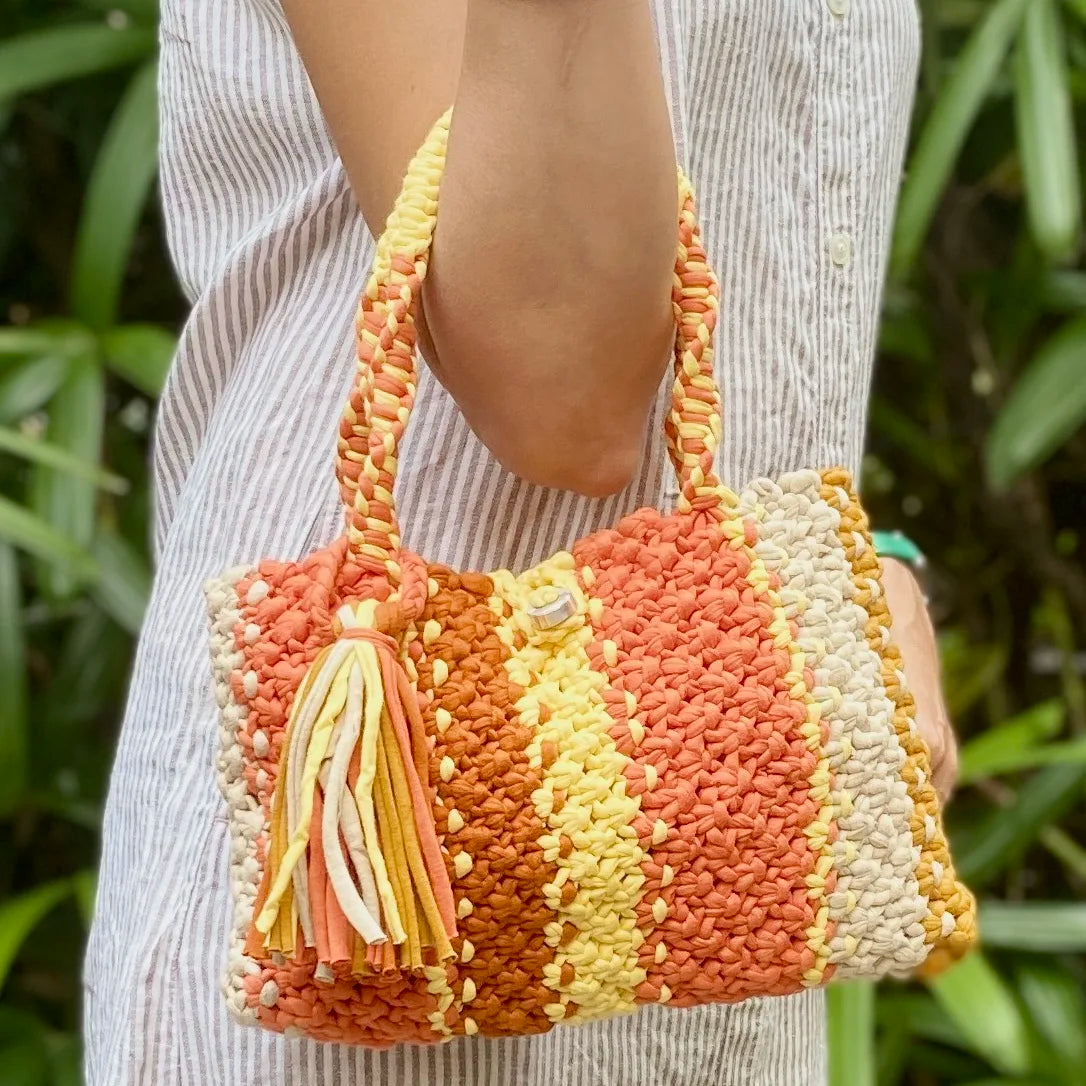 Image of Macrame Mini Mustard, Lemon Rust, Beige | Hand carry