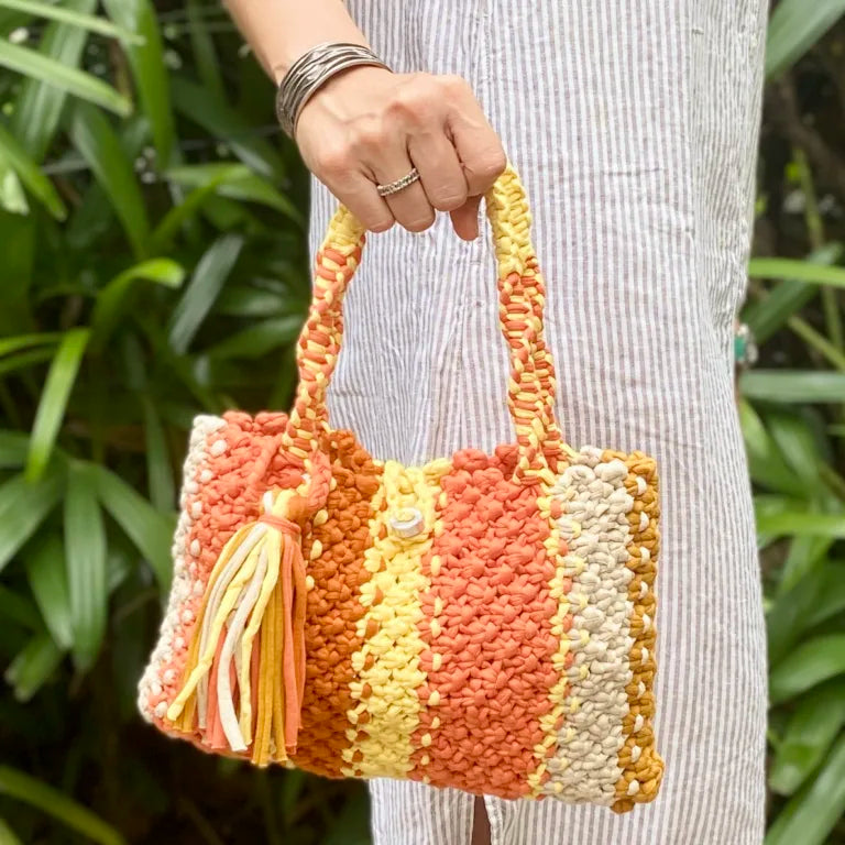 Image of Macrame Mini Mustard, Lemon Rust, Beige | Hand carry