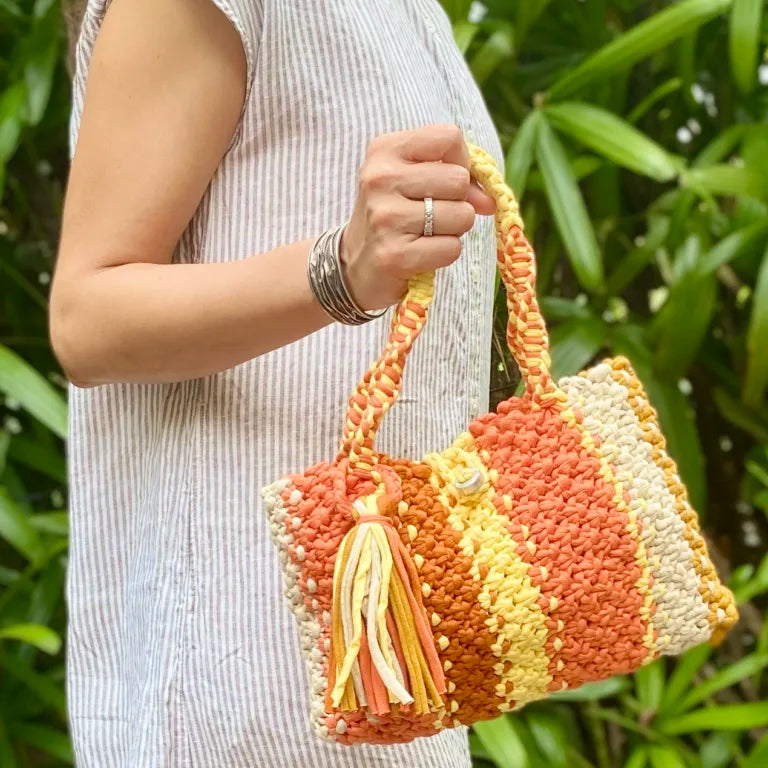 Image of Macrame Mini Mustard, Lemon Rust, Beige | Hand carry