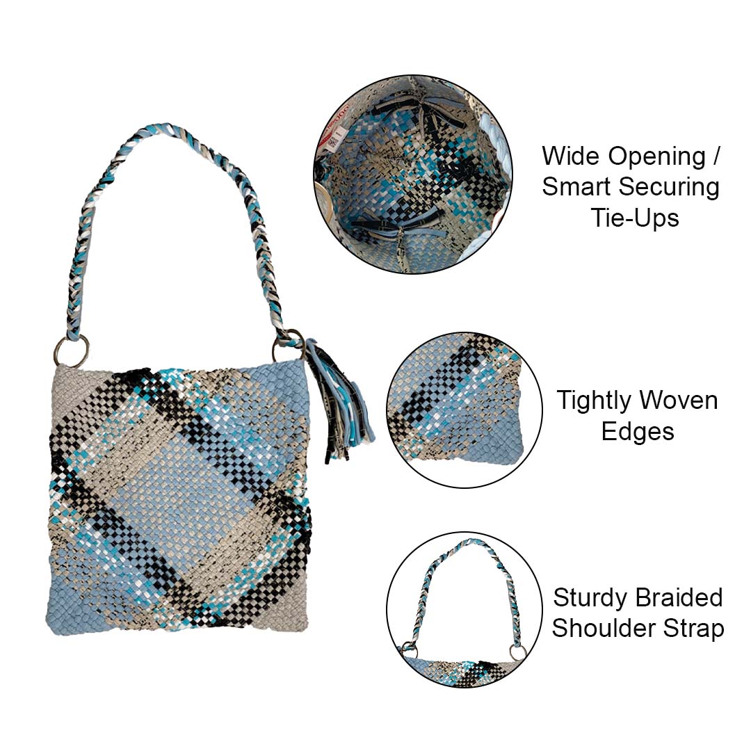 Image of Shoulder Tote Bags Blue Off White Black Color Premium Collection | Shoulder carry