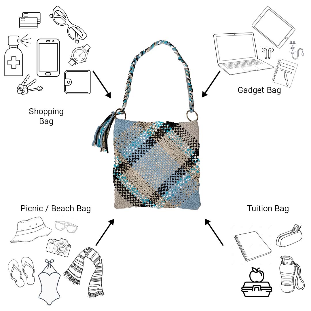 Image of Shoulder Tote Bags Blue Off White Black Color Premium Collection | Shoulder carry