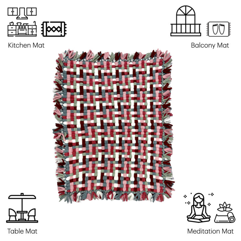 Image of Bathroom Mat / Door Mat / Meditation Mat | Pink, Green, Brown, White