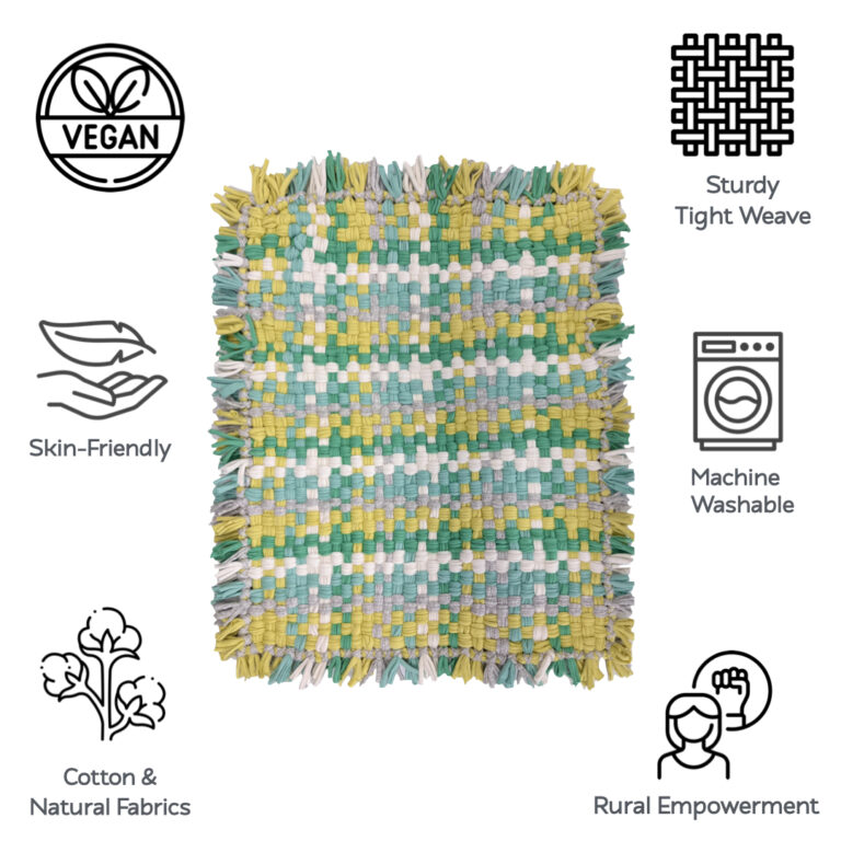 Image of Bathroom Mat / Door Mat / Meditation Mat | Yellow, Green, Grey, White