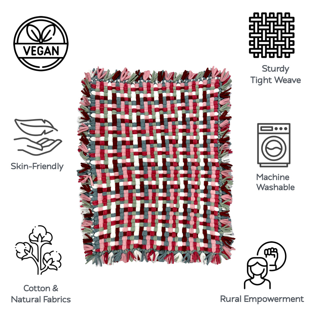 Image of Bathroom Mat / Door Mat / Meditation Mat | Pink, Green, Brown, White