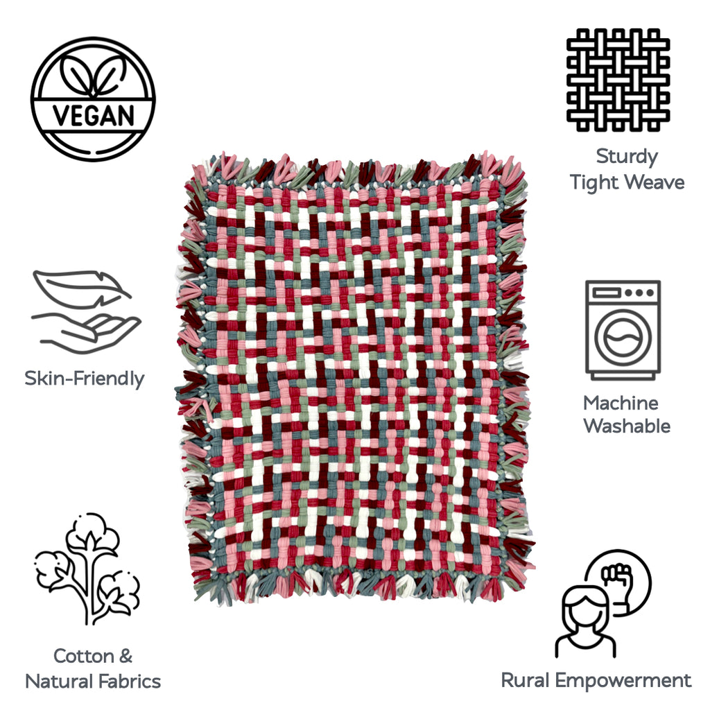Bathroom Mat / Door Mat / Meditation Mat | Pink, Green, Brown, White