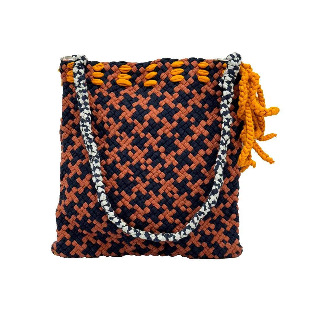 Image of Shoulder Tote Bags Navy Orange Brown Shoulder carry