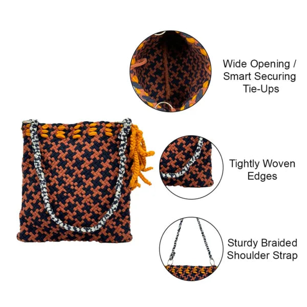 Image of Shoulder Tote Bags Navy Orange Brown Shoulder carry