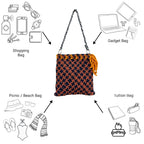 Shoulder Tote Bags Navy Orange Brown Shoulder carry