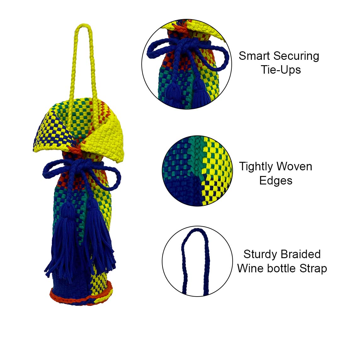 Image of Beverage Bottle Bag Neon Yellow Electric Blue Red