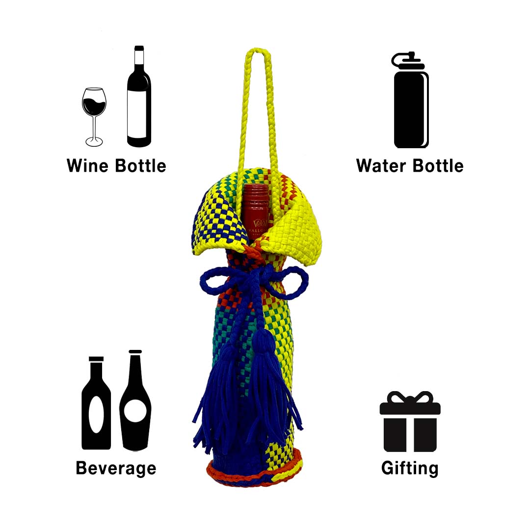 Image of Beverage Bottle Bag Neon Yellow Electric Blue Red