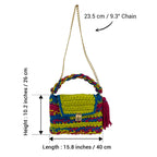 Crochet Purse | Lime-Green-Blue-Fuscia / Hand or Shoulder Carry