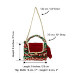 Crochet Purse | Red-Green-White / Hand or Shoulder Carry