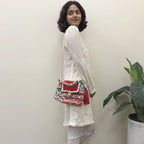 Crochet Purse | Red-Green-White / Hand or Shoulder Carry