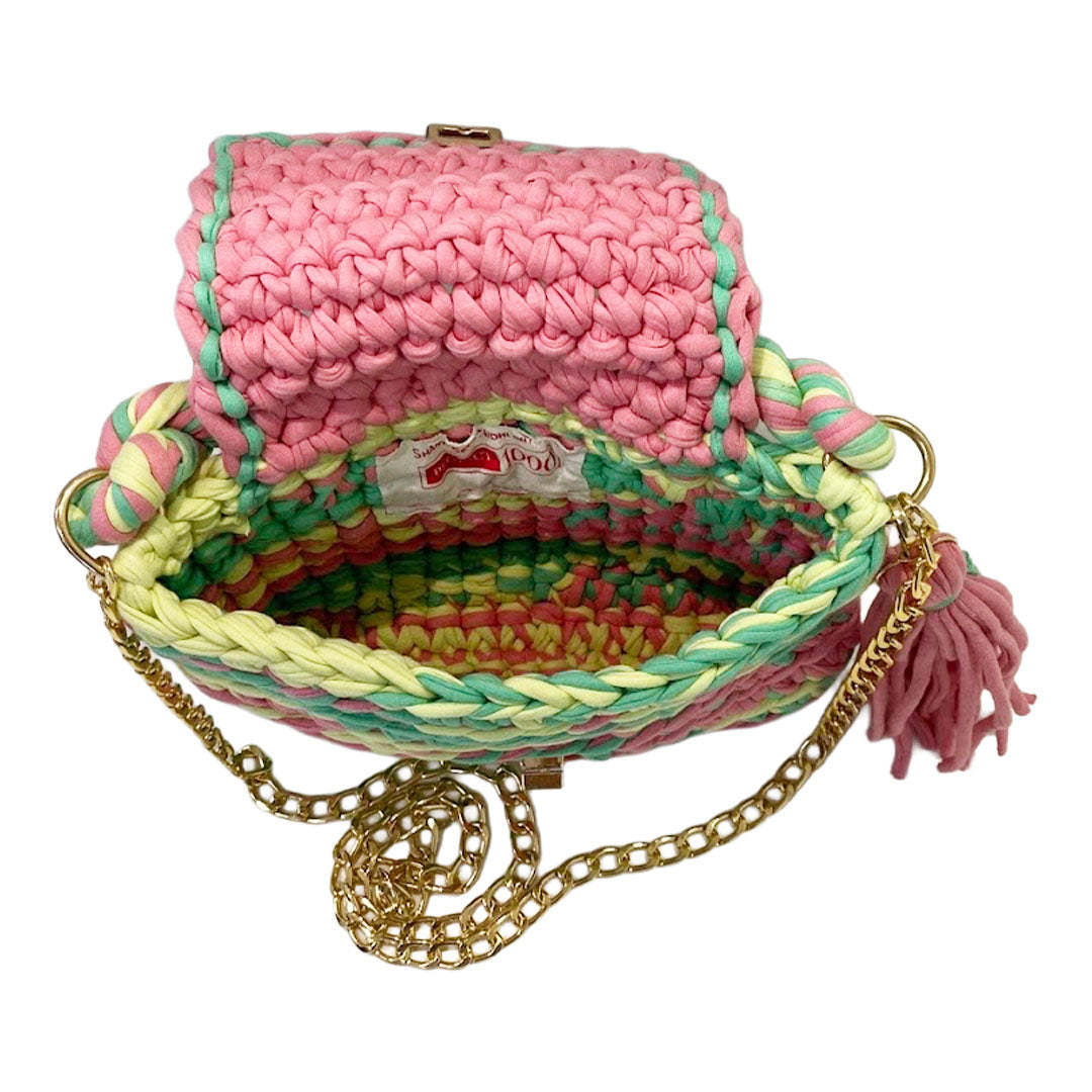 Image of Crochet Purse | Pink-Lime-Green / Hand or Shoulder Carry