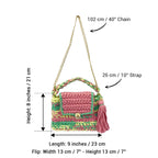 Crochet Purse | Pink-Lime-Green / Hand or Shoulder Carry