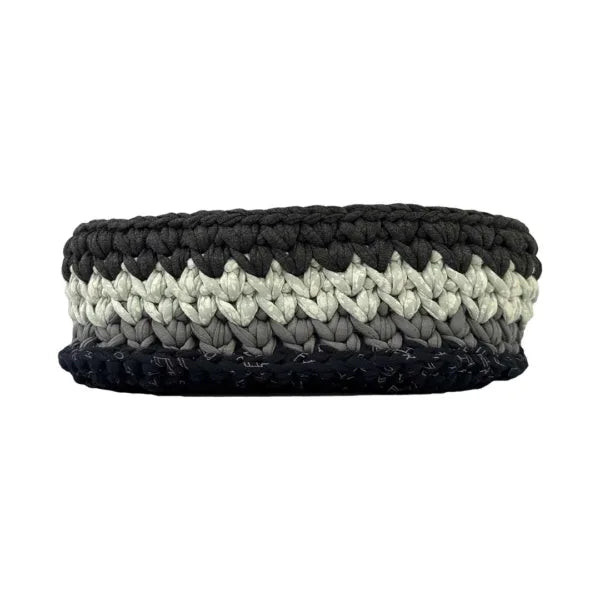 Image of Oval Crochet Basket Grey Silver Grey