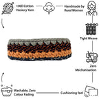 Oval Crochet Basket Peach Navy Grey