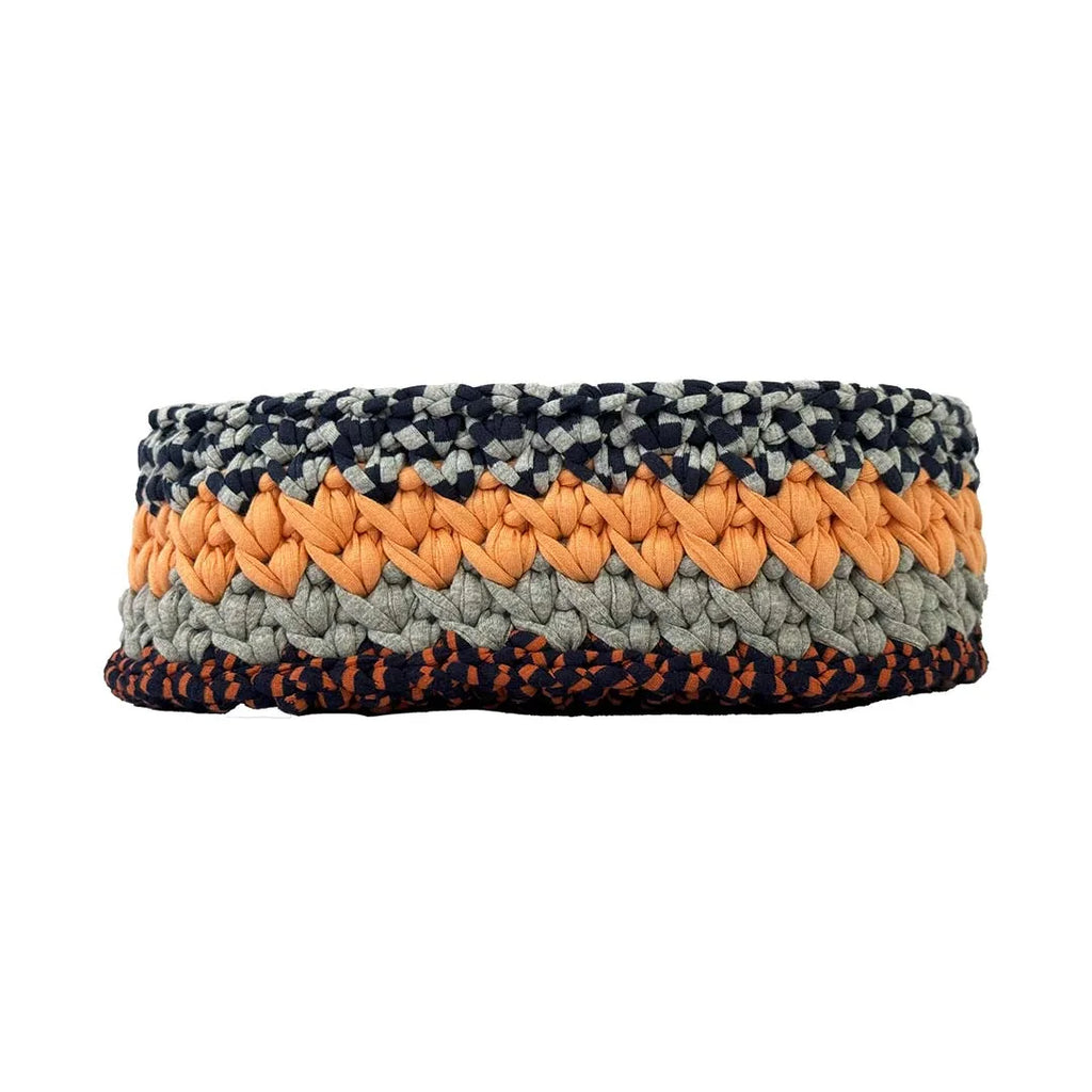 Oval Crochet Basket Peach Navy Grey Mixed color