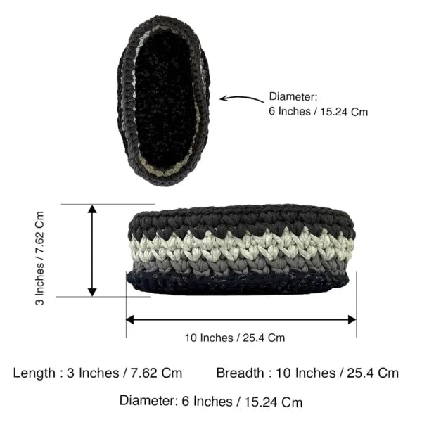Image of Oval Crochet Basket Grey Silver Grey