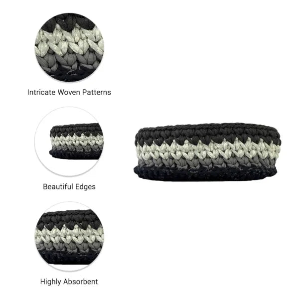 Image of Oval Crochet Basket Grey Silver Grey