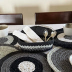 Oval Crochet Basket Grey Silver Grey