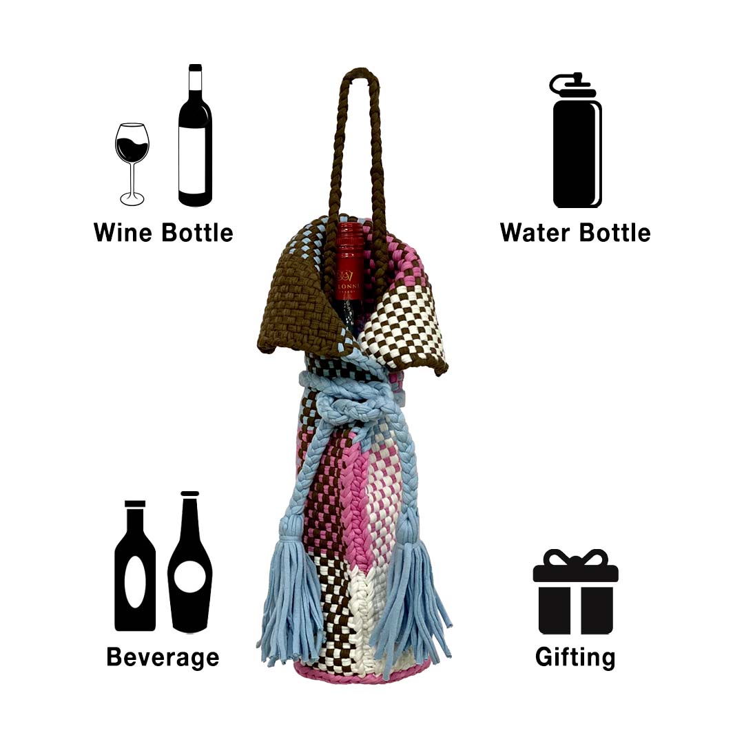 Image of Beverage Bottle Bag Coffee, Off White, Pink