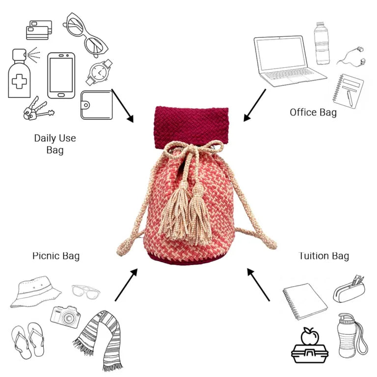 Image of Backpack Pink Fuscia Coral Salmon | Shoulder carry