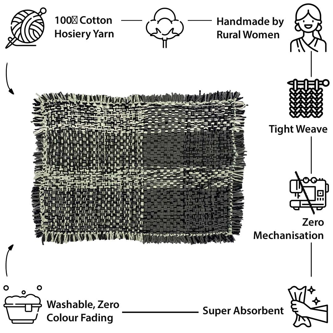 Image of Tassel Floor Rug / Throw Charcoal Grey Silver Grey