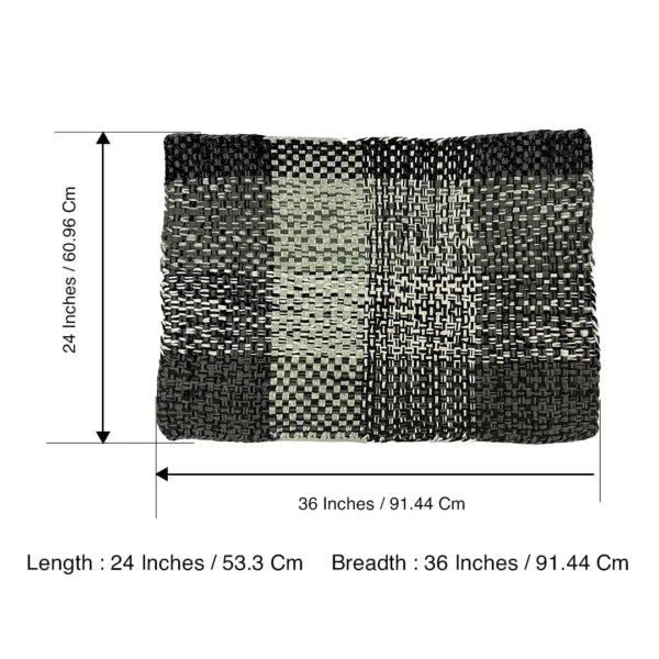 Image of Braided Edged Floor Rug / Throw | Charcoal, Grey, Silver, Grey