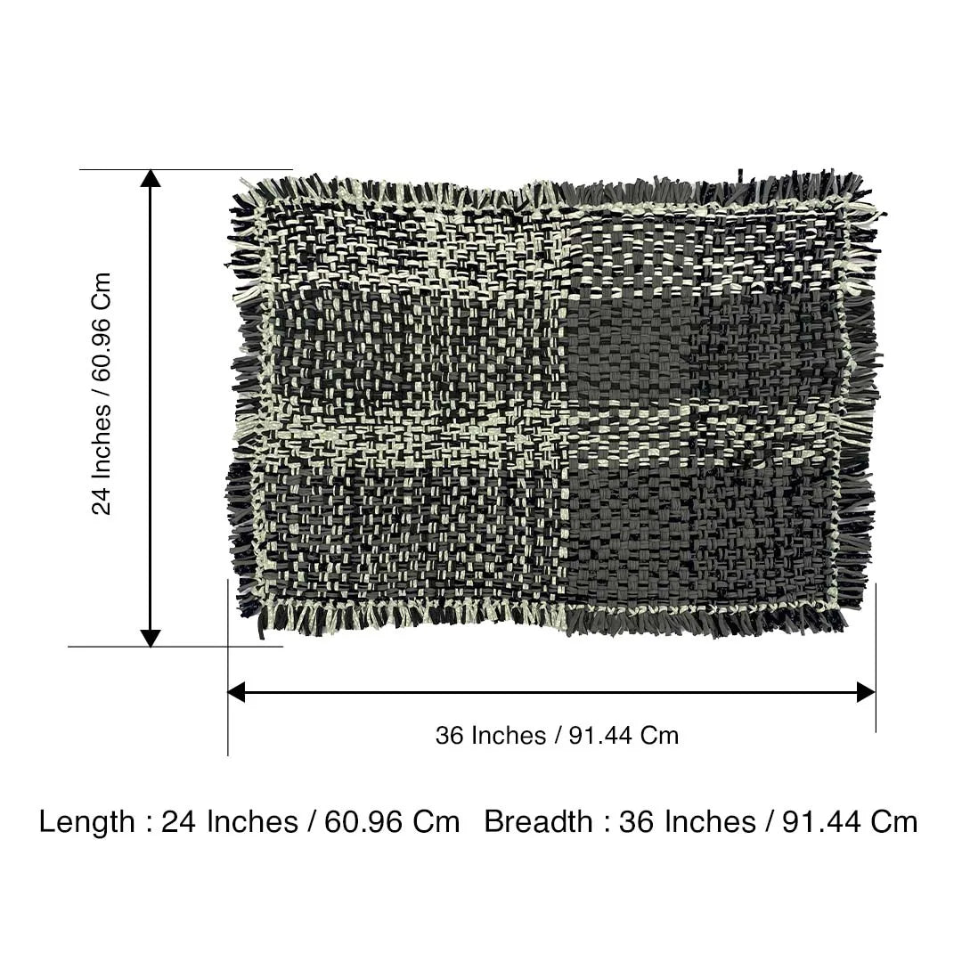 Image of Tassel Floor Rug / Throw Charcoal Grey Silver Grey
