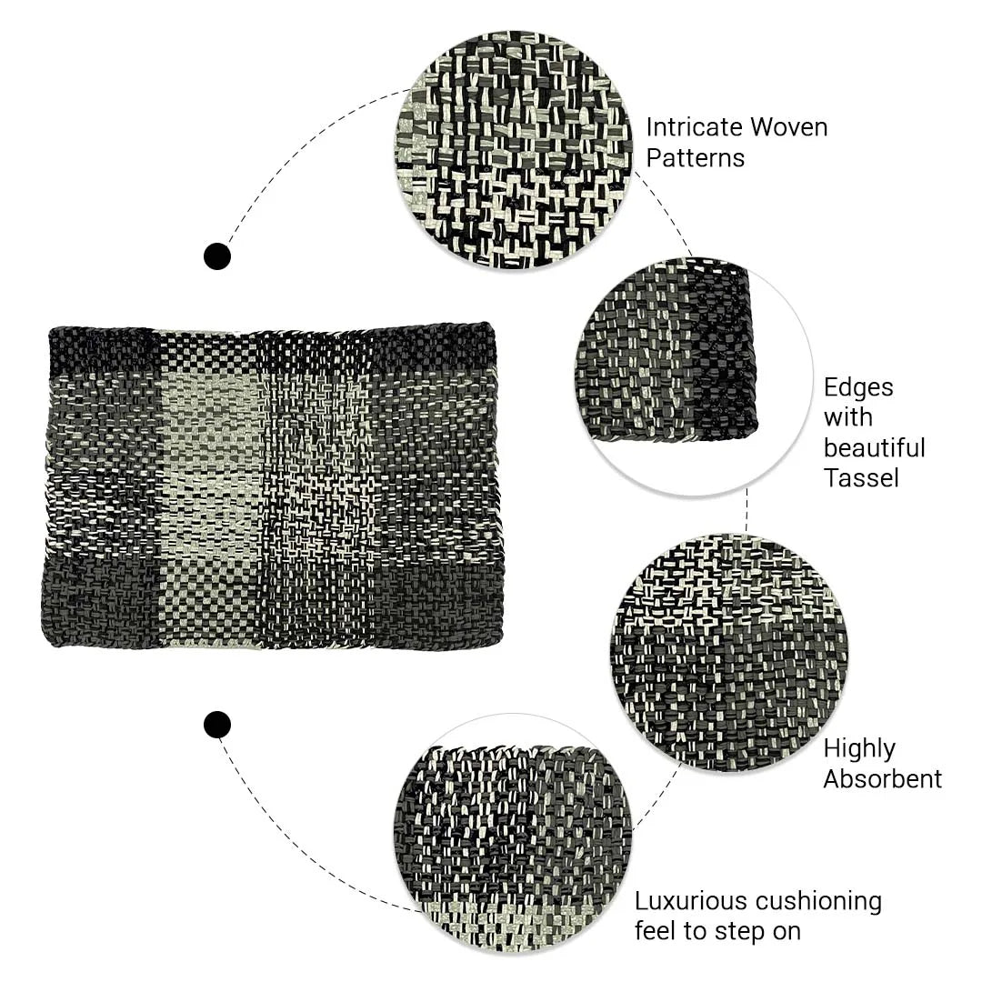 Image of Braided Edged Floor Rug / Throw | Charcoal, Grey, Silver, Grey