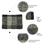 Braided Edged Floor Rug / Throw | Charcoal, Grey, Silver, Grey