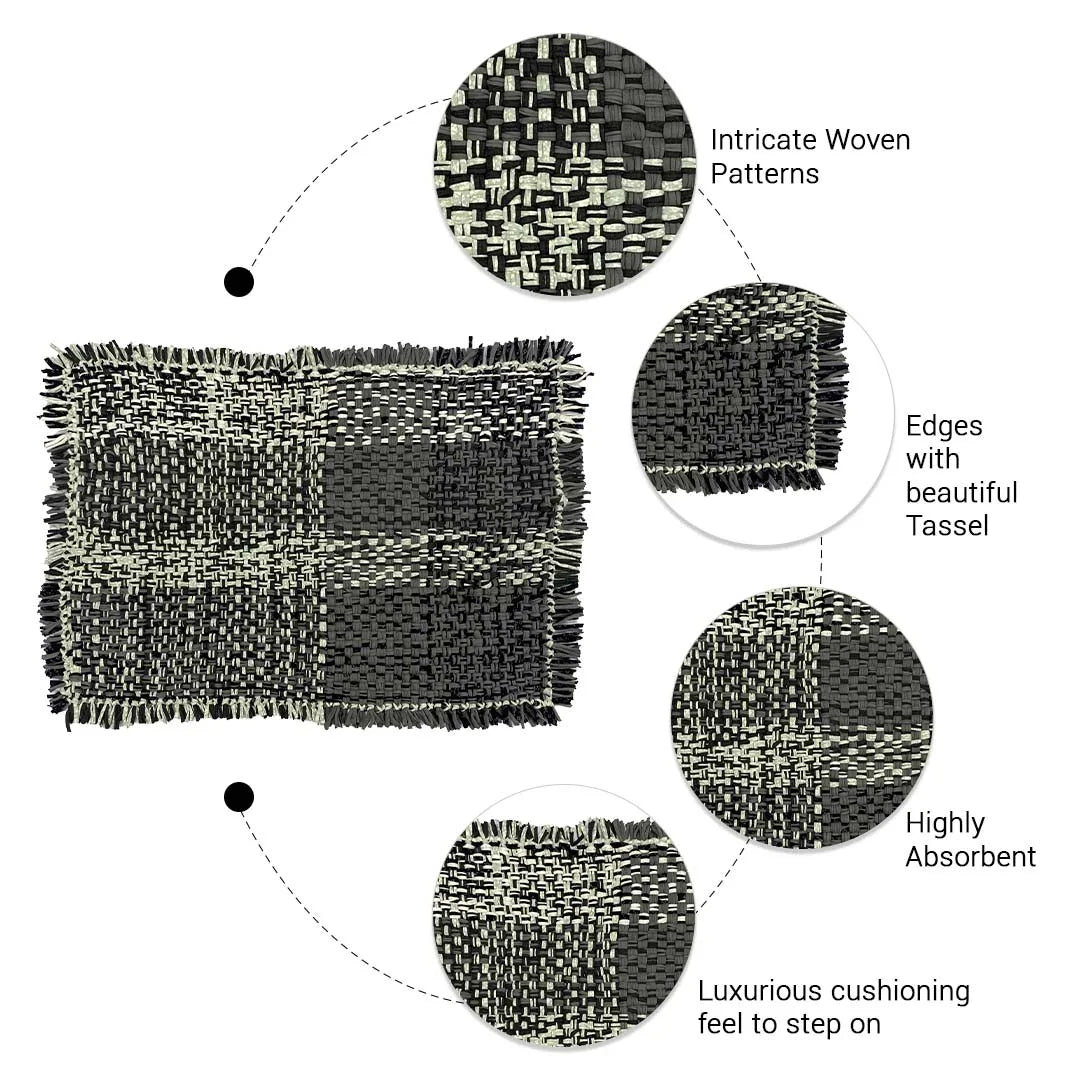 Image of Tassel Floor Rug / Throw Charcoal Grey Silver Grey