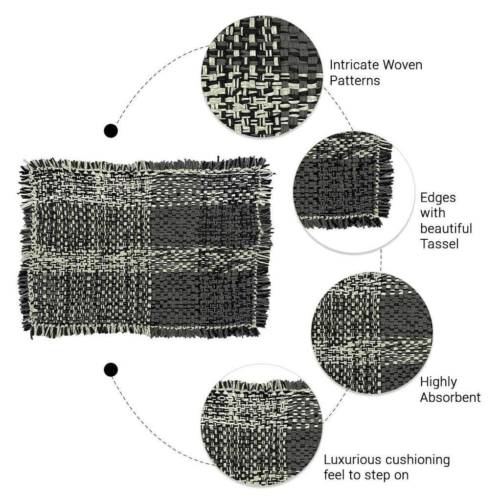 Tassel Floor Rug / Throw Charcoal Grey Silver Grey