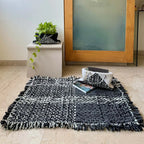 Tassel Floor Rug / Throw Charcoal Grey Silver Grey
