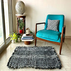 Tassel Floor Rug / Throw Charcoal Grey Silver Grey