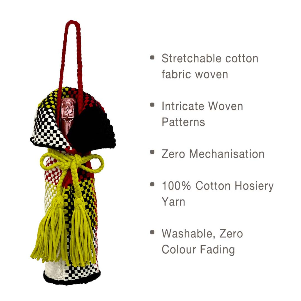 Beverage Bottle Bag Black, Lime White, Red