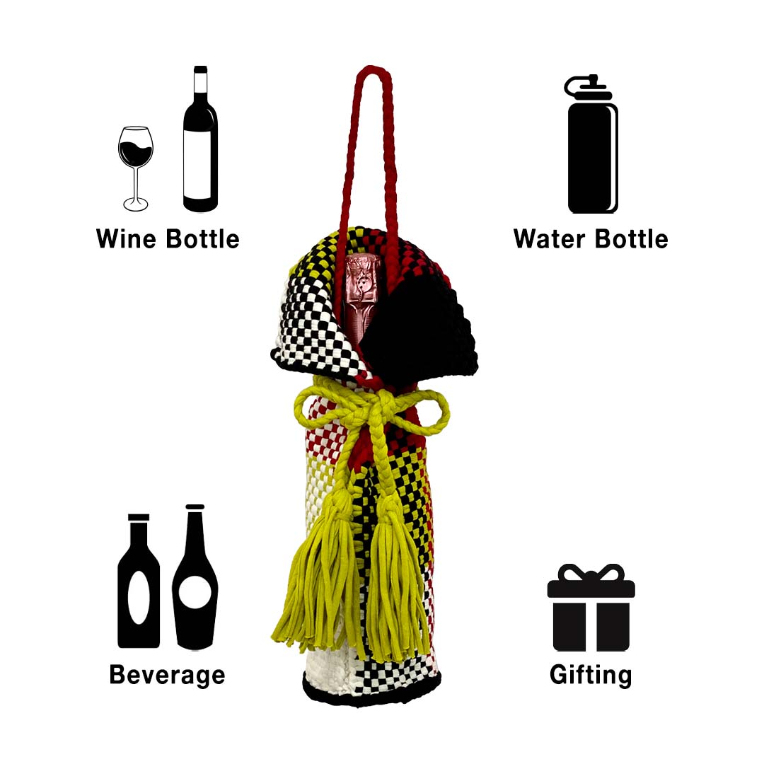 Image of Beverage Bottle Bag Black, Lime White, Red