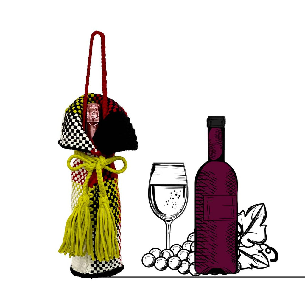 Beverage Bottle Bag Black, Lime White, Red