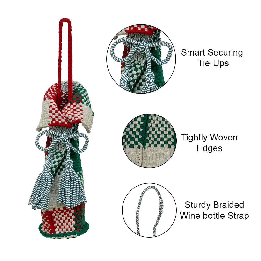 Image of Beverage Bottle Bag Green, Grey, Red