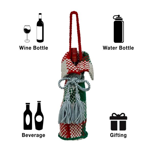 Image of Beverage Bottle Bag Green, Grey, Red