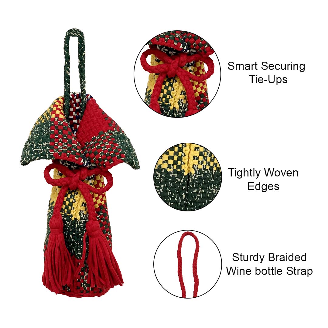Image of Beverage Bottle Bag Red, Green, Yellow