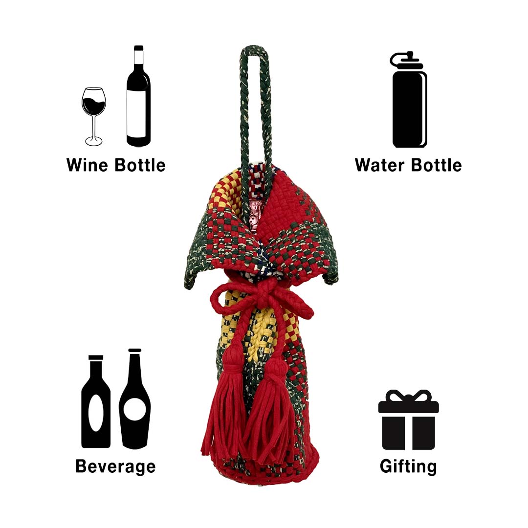 Image of Beverage Bottle Bag Red, Green, Yellow